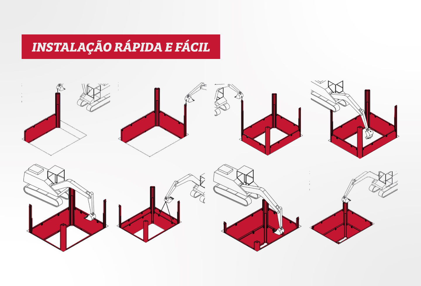 Sistema Slide Rail para escoramento blindado de vala